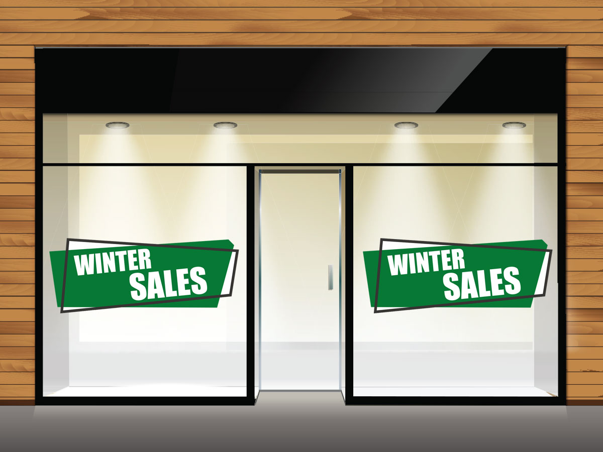 Αυτοκόλλητα καταστημάτων - WINTER SALES σε διπλά ασύμμετρα πλαίσια — εικόνα 2 από 4