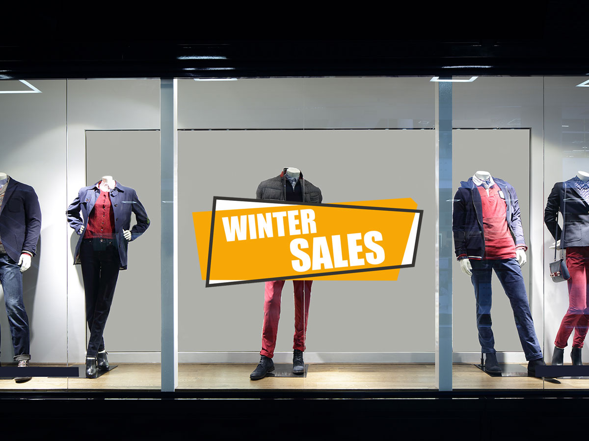 Αυτοκόλλητα καταστημάτων - WINTER SALES σε διπλά ασύμμετρα πλαίσια — εικόνα 4 από 4