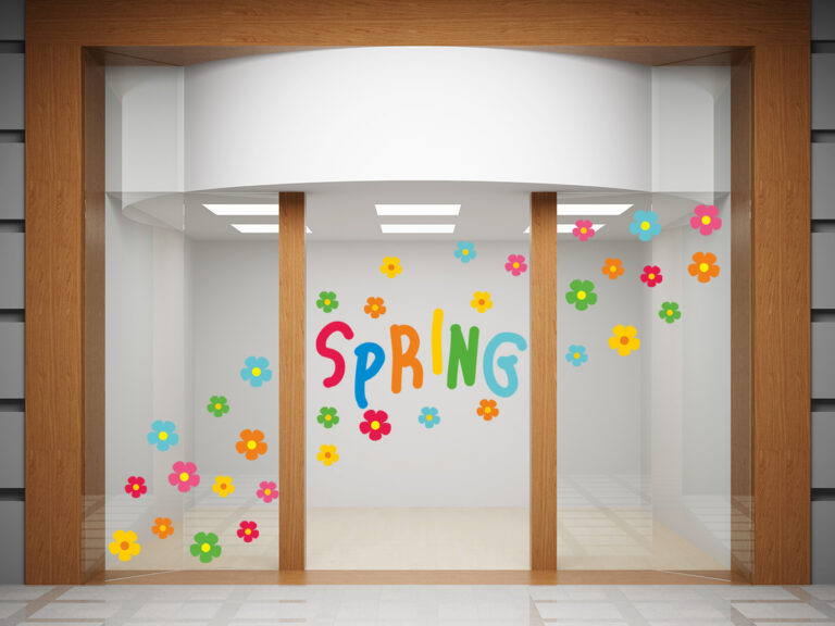 Ανοιξιάτικη βιτρίνα - "Colorful SPRING – Αυτοκόλλητο Βιτρίνας με Λουλουδάκια" 🌸✨ — εικόνα 1 από 6