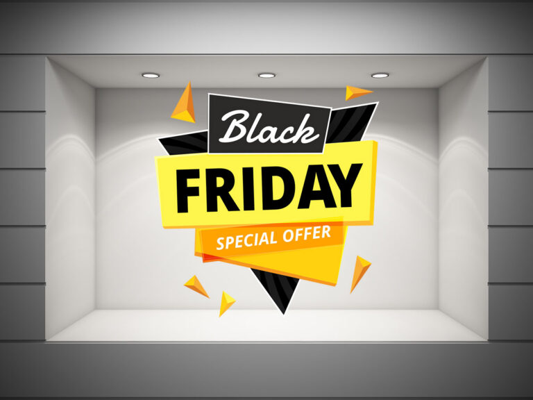 Black Friday - Black Friday Special Offer με Τρίγωνα – Αυτοκόλλητο Βιτρίνας — εικόνα 1 από 4
