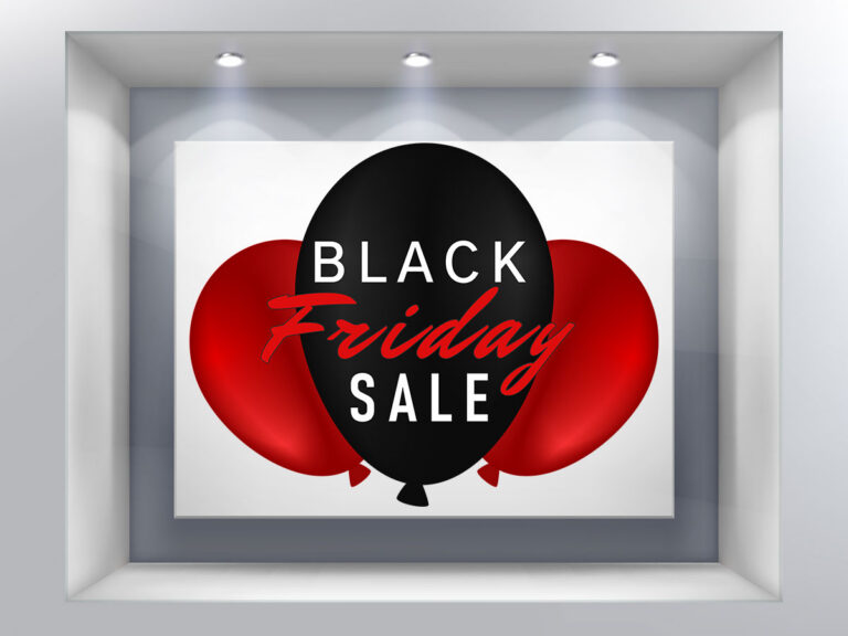 Black Friday - Black Friday Sale Με Μπαλόνια – Αυτοκόλλητο Βιτρίνας — εικόνα 1 από 4