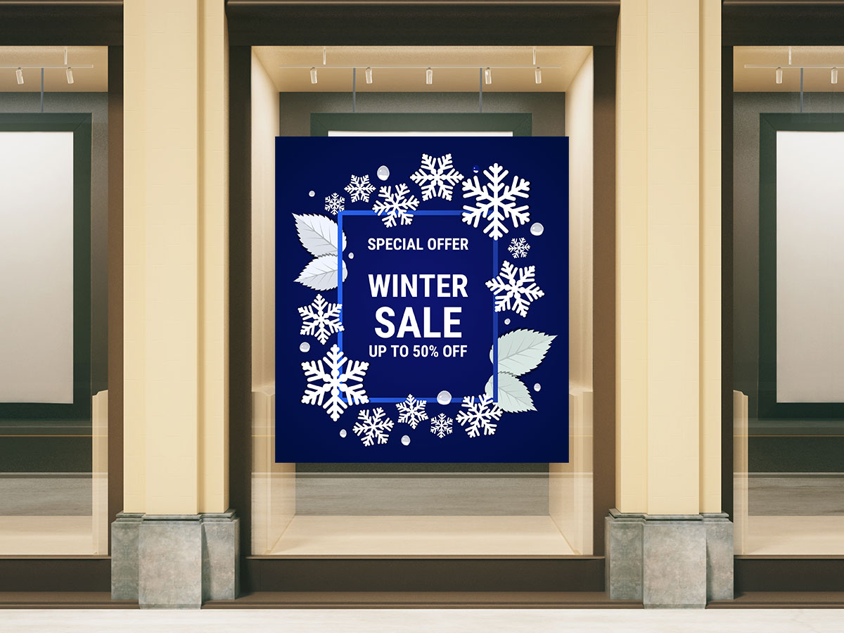 Αυτοκόλλητα καταστημάτων - Winter Sale - Μπλε φόντο και χιονονιφάδες — εικόνα 4 από 4