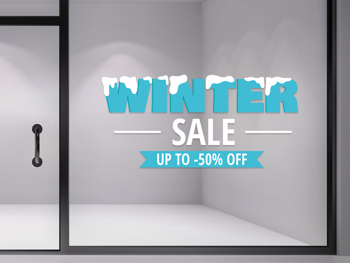 Αυτοκόλλητα καταστημάτων - Winter Sale - Με χιόνι (Διχρωμία) — εικόνα 1 από 4