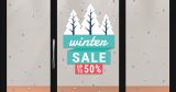 Αυτοκόλλητα καταστημάτων - Winter Sale - Με χιονισμένα Δέντρα και 100 χιονόμπαλες — εικόνα 1 από 4