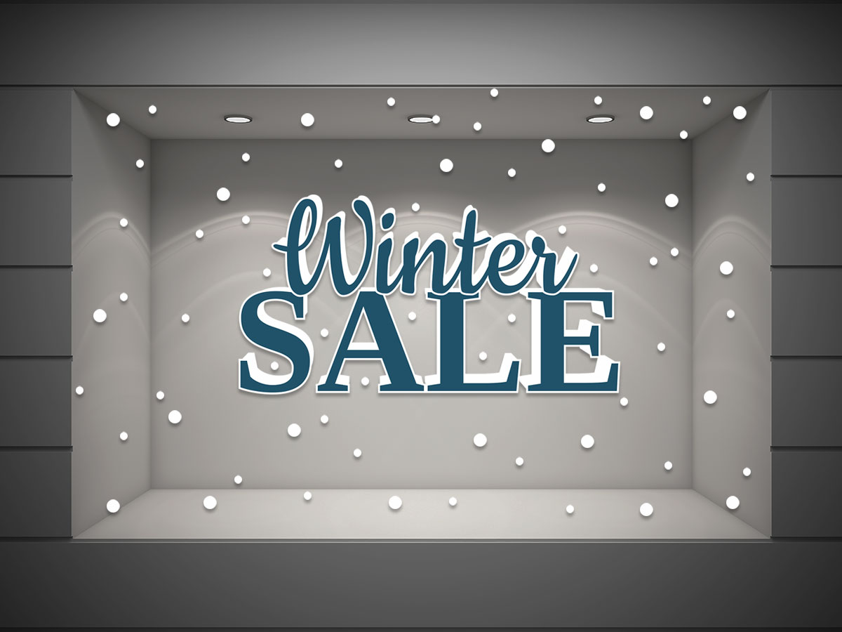 Αυτοκόλλητα καταστημάτων - Winter SALE με χιόνι και 160 χιονόμπαλες — εικόνα 1 από 4
