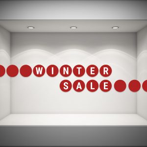 Αυτοκόλλητα καταστημάτων - WINTER SALE σε 18 κόκκινους κύκλους — εικόνα 1 από 4
