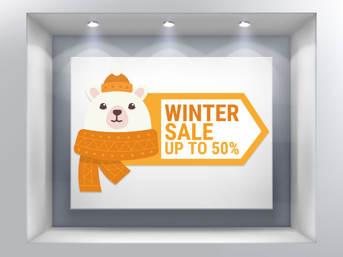 Αυτοκόλλητα καταστημάτων - WINTER SALE με αρκουδάκι — εικόνα 1 από 4
