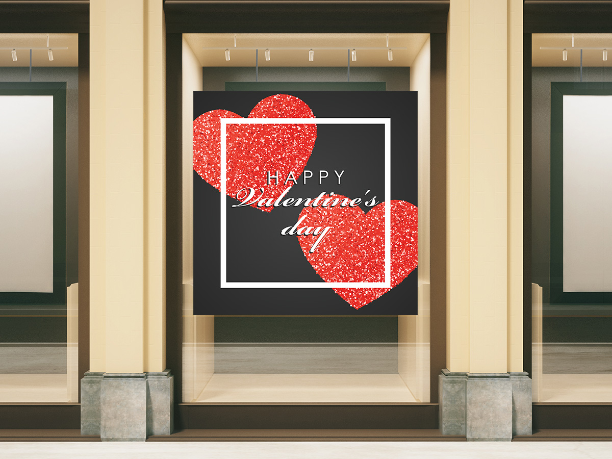 Αγίου Βαλεντίνου - Happy Valentine's Day - Μαύρο πλαίσιο με καρδιές — εικόνα 1 από 4