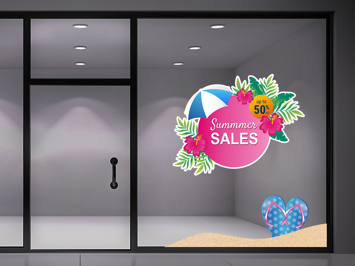 Αυτοκόλλητα καταστημάτων - "Summer Sales" Αυτοκόλλητο Διακόσμησης – Μοναδική Καλοκαιρινή Ατμόσφαιρα! 🌞🌺 — εικόνα 1 από 4