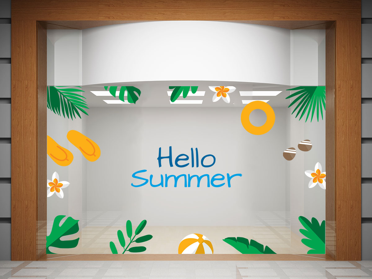 Αυτοκόλλητα καταστημάτων - "Hello Summer – Η Βιτρίνα που Φωνάζει Καλοκαίρι! 🌞🍹" — εικόνα 1 από 4