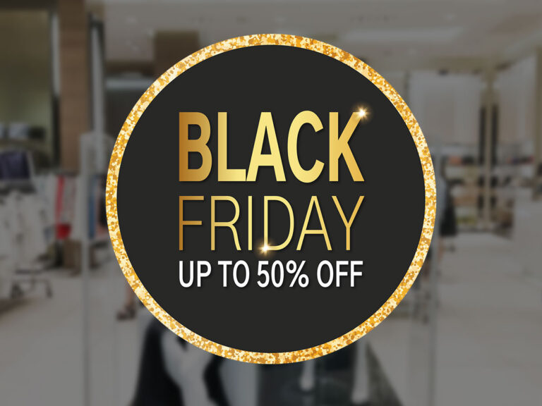 Black Friday - Black Friday Up To - Χρυσό & Μαύρο – Αυτοκόλλητο Βιτρίνας — εικόνα 1 από 4