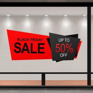 Black Friday - Black Friday Sale Up To - Κόκκινο & Μαύρα Πλαίσια – Αυτοκόλλητο Βιτρίνας — εικόνα 1 από 4