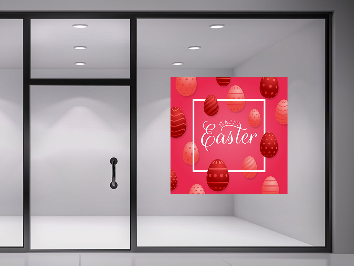 Αυτοκόλλητα καταστημάτων - "Happy Easter – Αυτοκόλλητο με Κόκκινο Φόντο και Πασχαλινά Αυγά" 🐣✨ — εικόνα 3 από 4