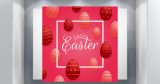 Αυτοκόλλητα καταστημάτων - "Happy Easter – Αυτοκόλλητο με Κόκκινο Φόντο και Πασχαλινά Αυγά" 🐣✨ — εικόνα 1 από 4