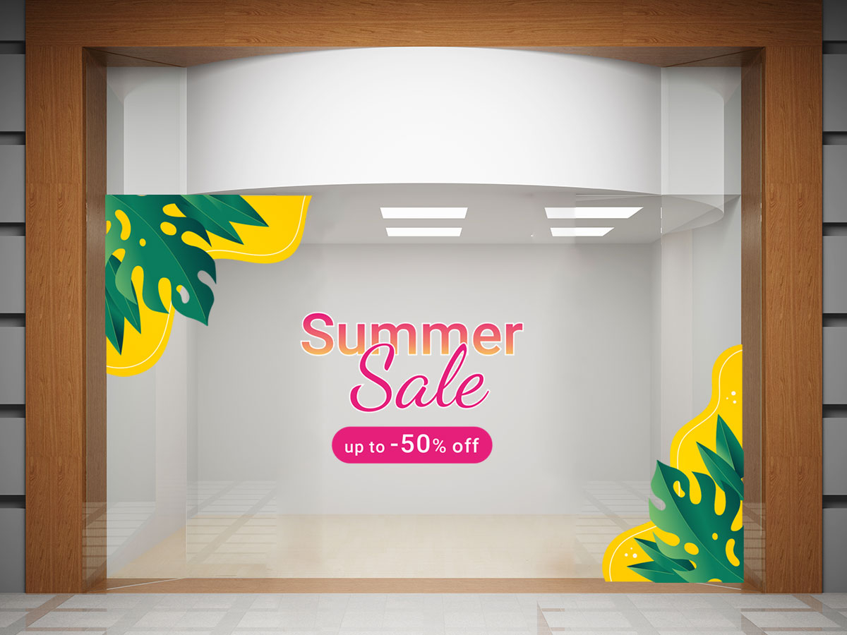 Αυτοκόλλητα καταστημάτων - Summer Sale - Γωνίες σε κίτρινο-πράσινο — εικόνα 1 από 4