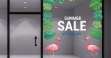 Αυτοκόλλητα καταστημάτων - Summer Sale με 2 φλαμίνγκο και 14 τροπικά φύλλα — εικόνα 2 από 4