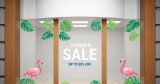 Αυτοκόλλητα καταστημάτων - Summer Sale με 2 φλαμίνγκο και 14 τροπικά φύλλα — εικόνα 3 από 4