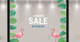 Αυτοκόλλητα καταστημάτων - Summer Sale με 2 φλαμίνγκο και 14 τροπικά φύλλα — εικόνα 4 από 4