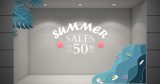 Αυτοκόλλητα καταστημάτων - Summer Sale - Κύματα και φύλλα για τις γωνίες — εικόνα 1 από 4