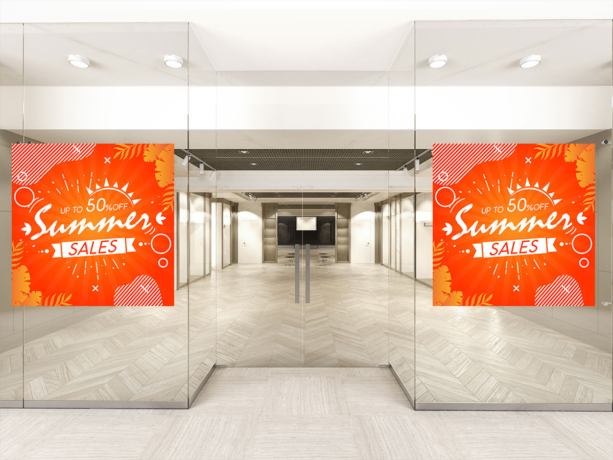 Αυτοκόλλητα καταστημάτων - Summer Sales σε πορτοκαλί φόντο — εικόνα 3 από 4
