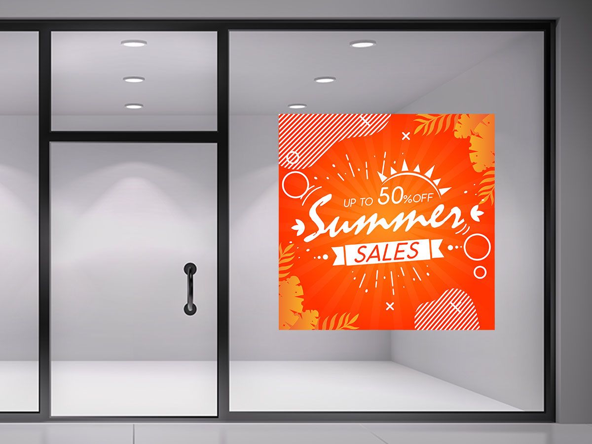 Αυτοκόλλητα καταστημάτων - Summer Sales σε πορτοκαλί φόντο — εικόνα 2 από 4