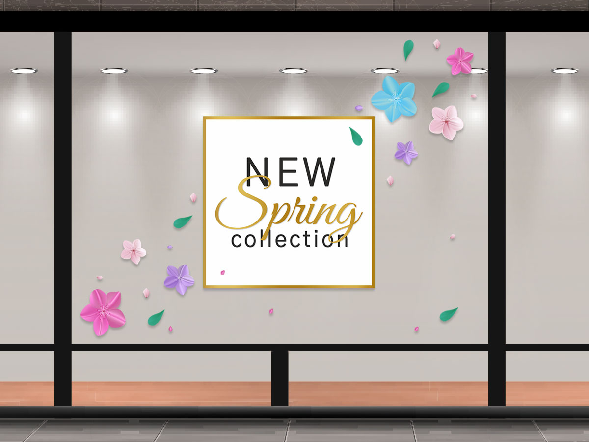 Ανοιξιάτικη βιτρίνα - "New Spring Collection – Αυτοκόλλητα Βιτρίνας με Λουλούδια και Ροδοπέταλα" 🌸🌿 — εικόνα 2 από 2