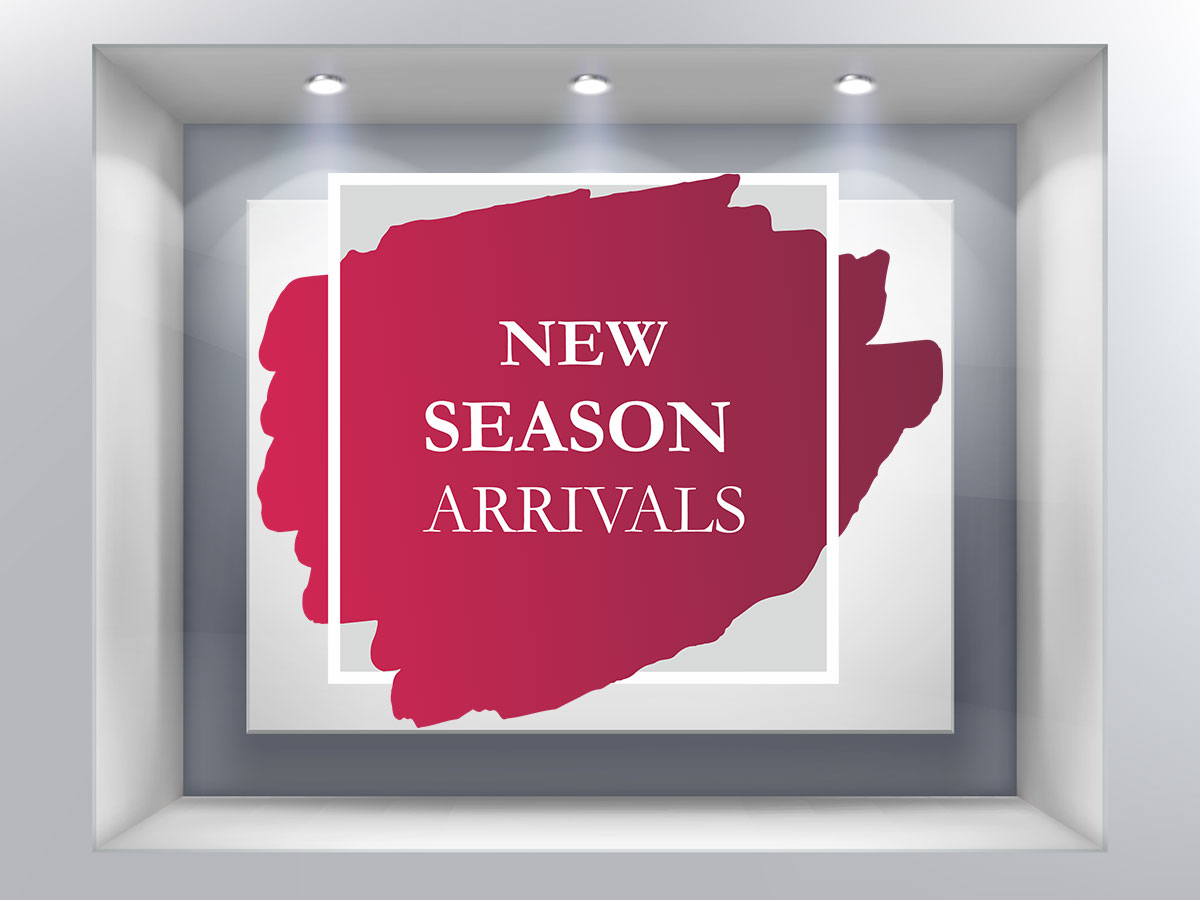 Ανοιξιάτικη βιτρίνα - "New Season Arrivals – Αυτοκόλλητο Βιτρίνας σε Φούξια Αποχρώσεις" 🌸✨ — εικόνα 1 από 4
