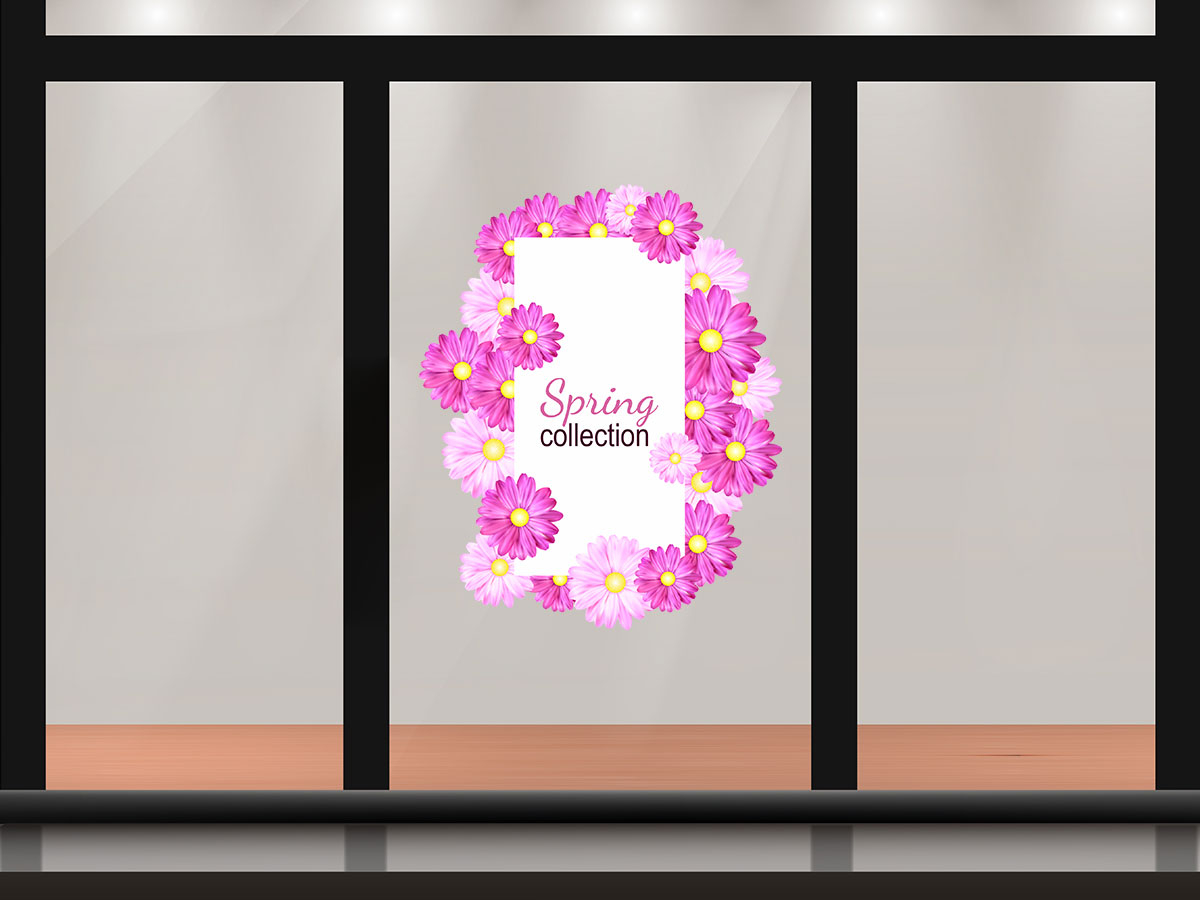 Ανοιξιάτικη βιτρίνα - "Spring Collection – Αυτοκόλλητο Βιτρίνας με Ροζ και Μωβ Λουλούδια" 🌸💜 — εικόνα 1 από 4
