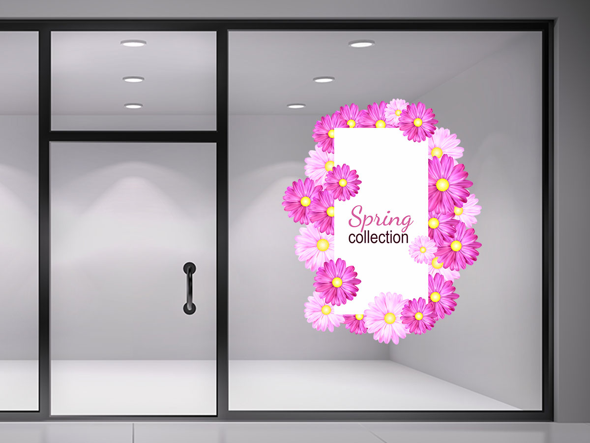 Ανοιξιάτικη βιτρίνα - "Spring Collection – Αυτοκόλλητο Βιτρίνας με Ροζ και Μωβ Λουλούδια" 🌸💜 — εικόνα 3 από 4