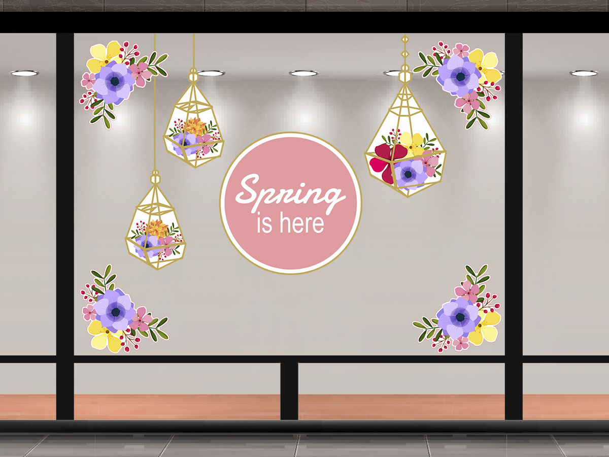 Ανοιξιάτικη βιτρίνα - "Spring is Here – Σύνθεση Αυτοκόλλητων για Ανοιξιάτικη Βιτρίνα" 🌸🌼 — εικόνα 1 από 4