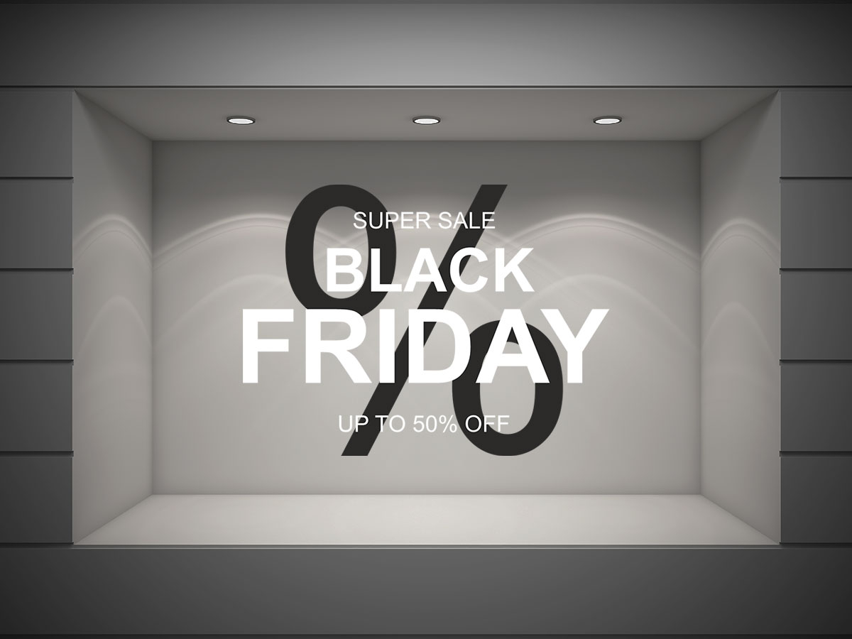Black Friday - Αυτοκόλλητο Βιτρίνας Καταστημάτων - Super Sale Black Friday Με Μεγάλο Ποσοστό — εικόνα 1 από 4