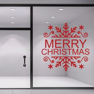 Αυτοκόλλητα καταστημάτων - Αυτοκόλλητο "Merry Christmas" με Χιονονιφάδα — εικόνα 1 από 6