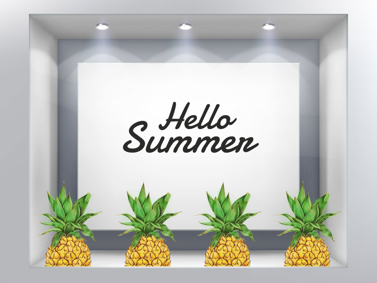 Αυτοκόλλητα καταστημάτων - "Hello Summer – Μια Φρουτένια Έκρηξη στη Βιτρίνα σας! 🍍🌞" — εικόνα 1 από 4
