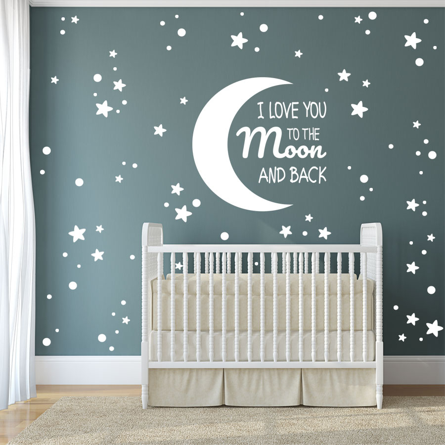 Αυτοκόλλητα Τοίχου - I love you to the moon and back🌙✨ — εικόνα 1 από 6