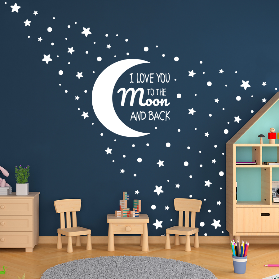 Αυτοκόλλητα Τοίχου - I love you to the moon and back🌙✨ — εικόνα 4 από 6