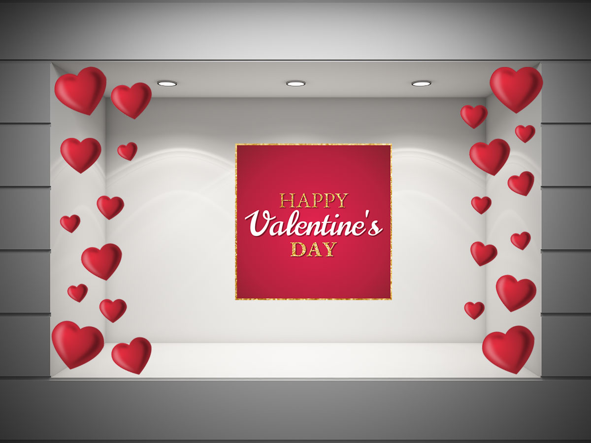 Αγίου Βαλεντίνου - Happy Valentine's Day σε χρυσοκόκκινο πλαίσιο και 25 καρδιές — εικόνα 2 από 4