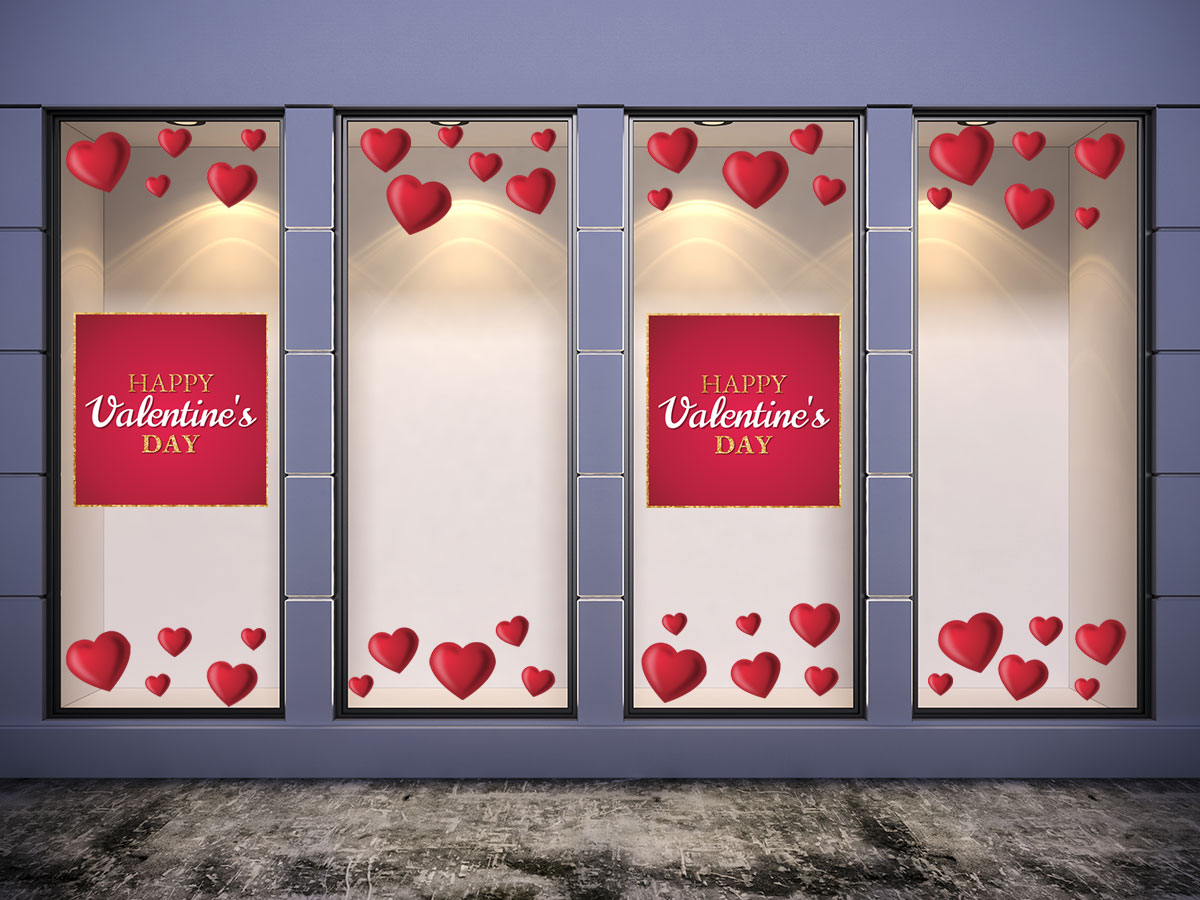 Αγίου Βαλεντίνου - Happy Valentine's Day σε χρυσοκόκκινο πλαίσιο και 25 καρδιές — εικόνα 4 από 4
