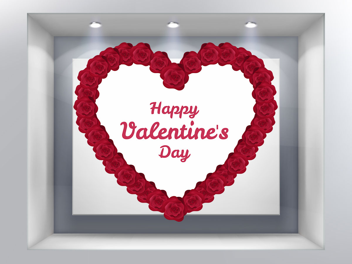 Αγίου Βαλεντίνου - Happy Valentine's Day σε καρδιά με κόκκινα τριαντάφυλλα — εικόνα 1 από 4