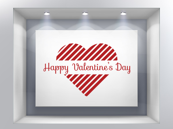 Αγίου Βαλεντίνου - Ριγέ Καρδιά και στη μέση Happy Valentines Day — εικόνα 1 από 6