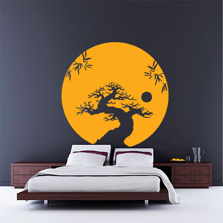 Αυτοκόλλητα Τοίχου - Ένα bonsai και η πανσέληνος — εικόνα 1 από 6