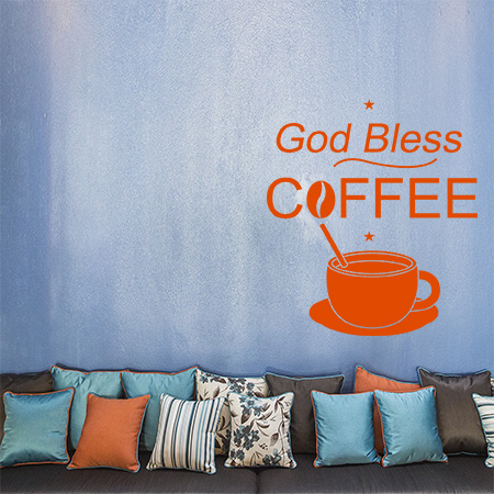 Αυτοκόλλητα Τοίχου - God Bless Coffee — εικόνα 2 από 6
