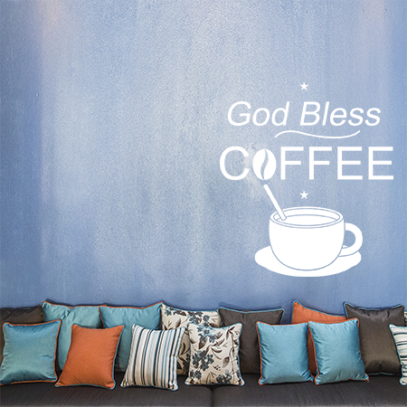 Αυτοκόλλητα Τοίχου - God Bless Coffee — εικόνα 4 από 6