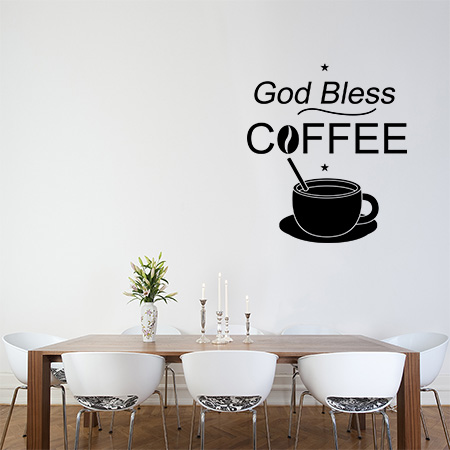 Αυτοκόλλητα Τοίχου - God Bless Coffee — εικόνα 1 από 6