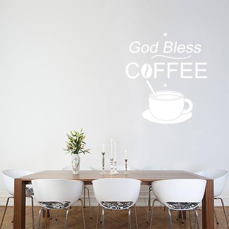 Αυτοκόλλητα Τοίχου - God Bless Coffee — εικόνα 3 από 6