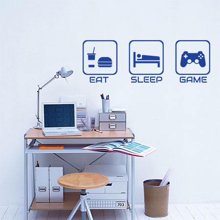 Αυτοκόλλητα Τοίχου - Eat, Sleep, Game σε πλαίσια — εικόνα 1 από 6