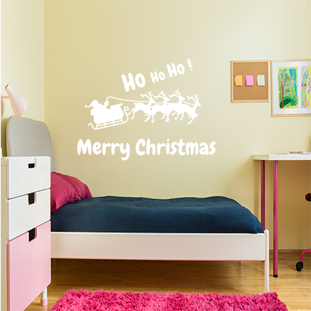 Αυτοκόλλητα Τοίχου - Αυτοκόλλητο Merry Christmas με Άγιο Βασίλη, Έλκηθρο & ΧΟ ΧΟ ΧΟ — εικόνα 6 από 10
