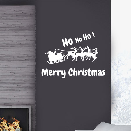 Αυτοκόλλητα Τοίχου - Αυτοκόλλητο Merry Christmas με Άγιο Βασίλη, Έλκηθρο & ΧΟ ΧΟ ΧΟ — εικόνα 2 από 10