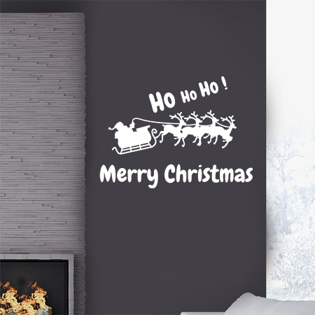 Αυτοκόλλητα Τοίχου - Αυτοκόλλητο Merry Christmas με Άγιο Βασίλη, Έλκηθρο & ΧΟ ΧΟ ΧΟ — εικόνα 4 από 10