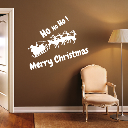 Αυτοκόλλητα Τοίχου - Αυτοκόλλητο Merry Christmas με Άγιο Βασίλη, Έλκηθρο & ΧΟ ΧΟ ΧΟ — εικόνα 5 από 10