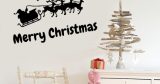 Αυτοκόλλητα Τοίχου - Αυτοκόλλητο Merry Christmas με Άγιο Βασίλη, Έλκηθρο & ΧΟ ΧΟ ΧΟ — εικόνα 1 από 10